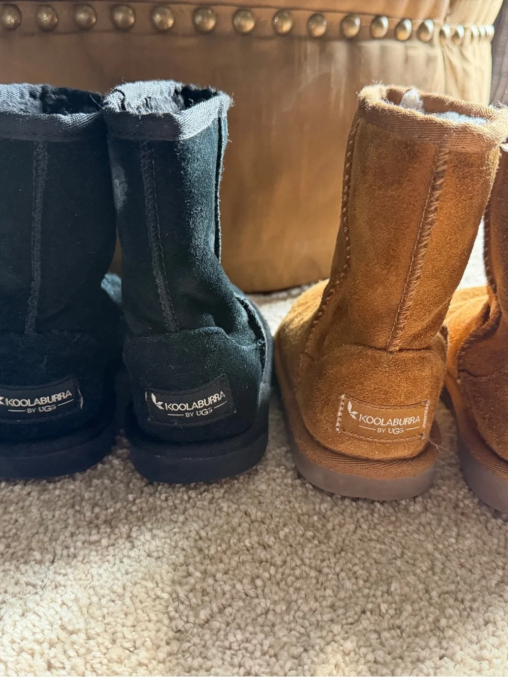 UGG Koolaburra Kids 11 Toddler Black and Chestnut Suede Cozy Boot